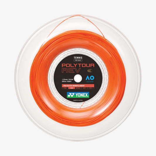 Yonex Polytour Rev 125 / 16L 200m Tennis String Reel (Bright Orange)