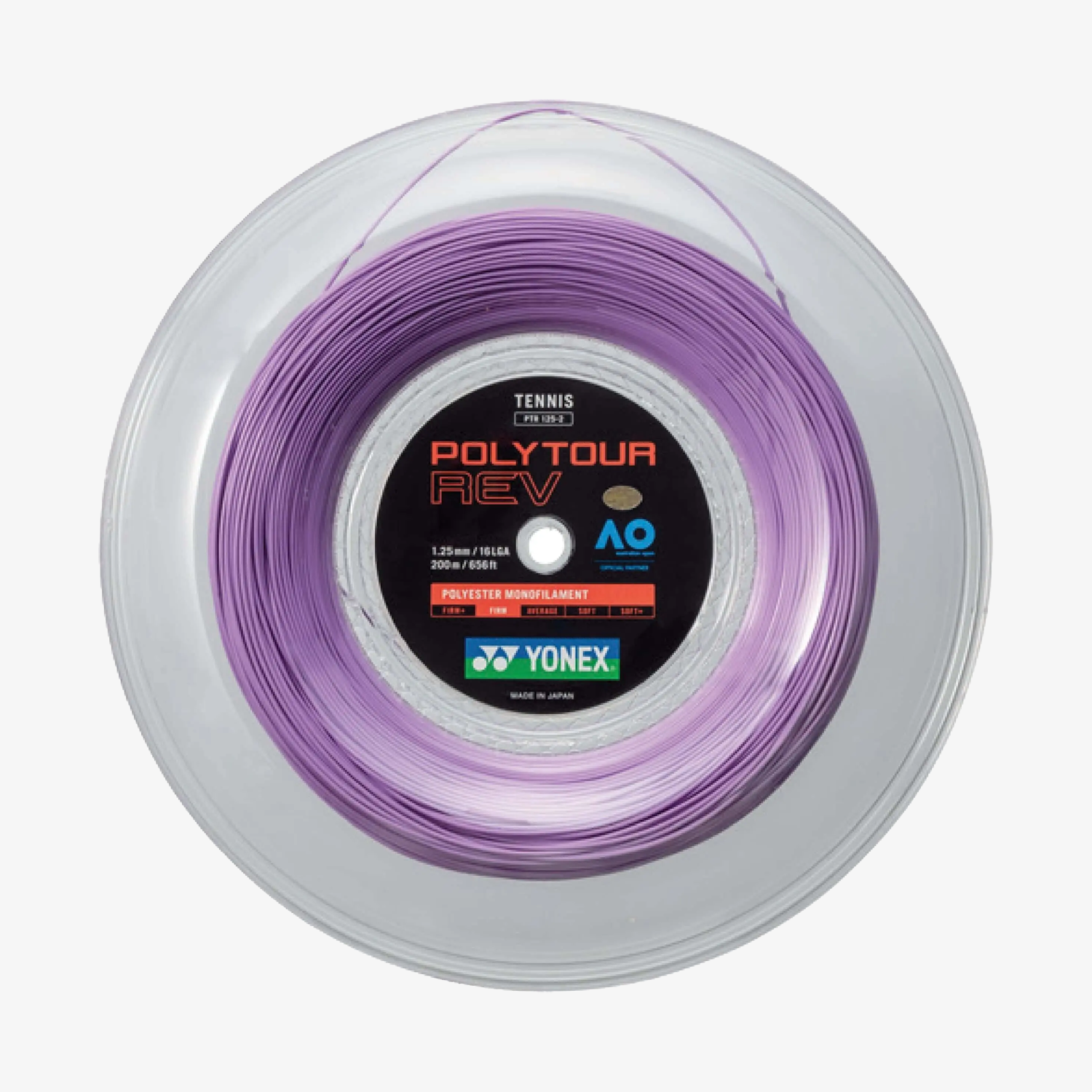 Yonex Polytour Rev 125 / 16L 200m Tennis String Reel (Purple)