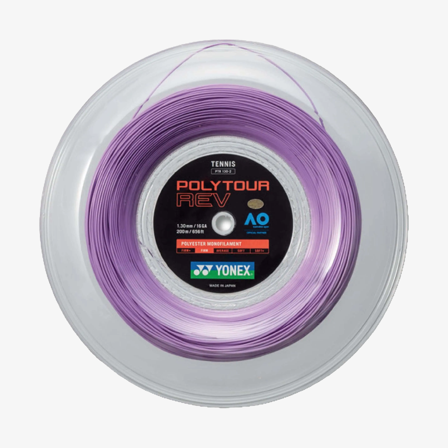 Yonex Polytour Rev 130 / 16 200m Tennis String Reel (Purple)