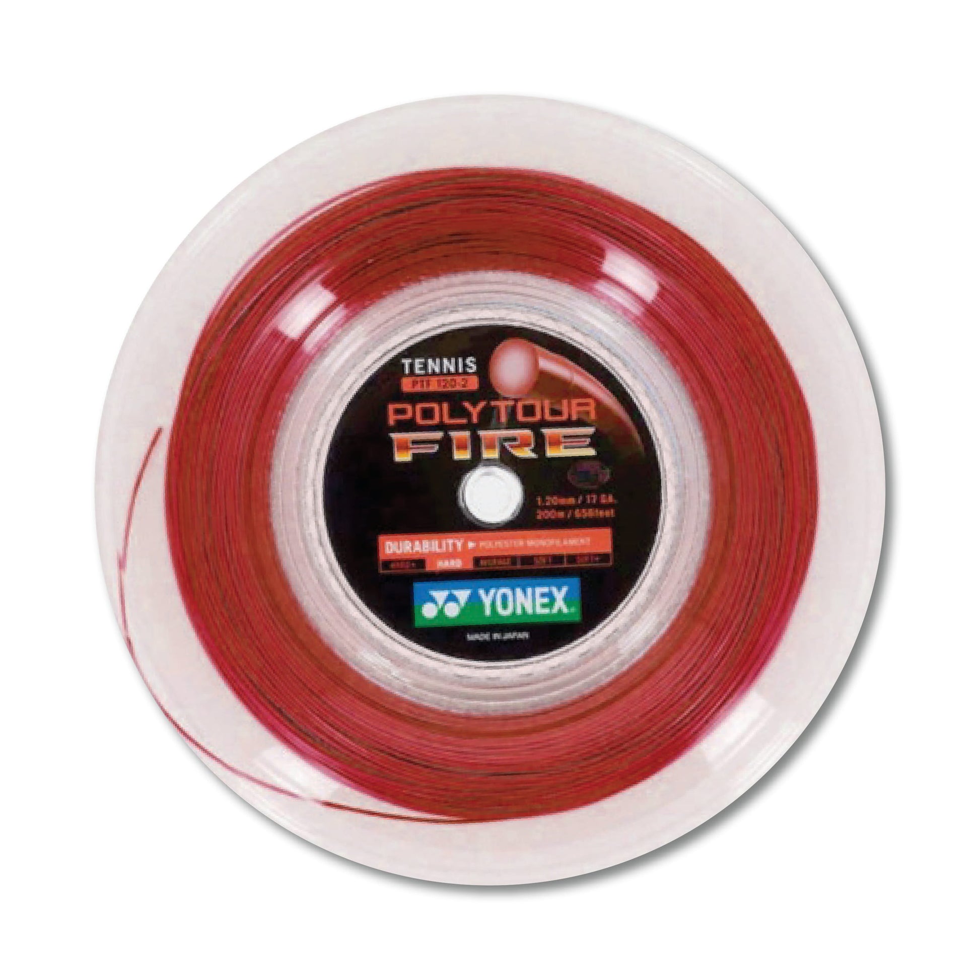 Yonex Polytour Fire 120 / 17 200m Tennis String Reel (Red)