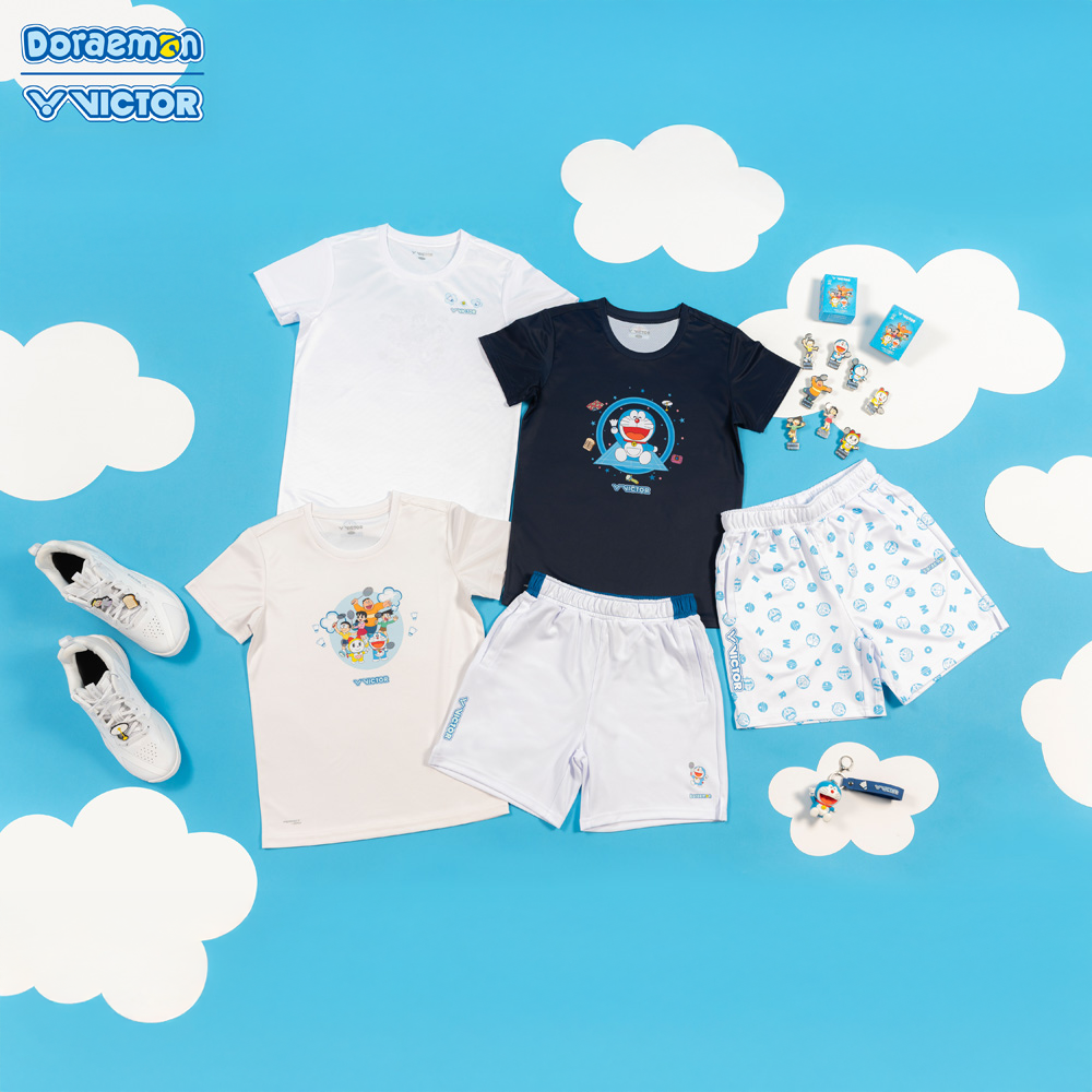 Victor x Doraemon Unisex Knitted Shorts R-522DRM-A (Bright White)