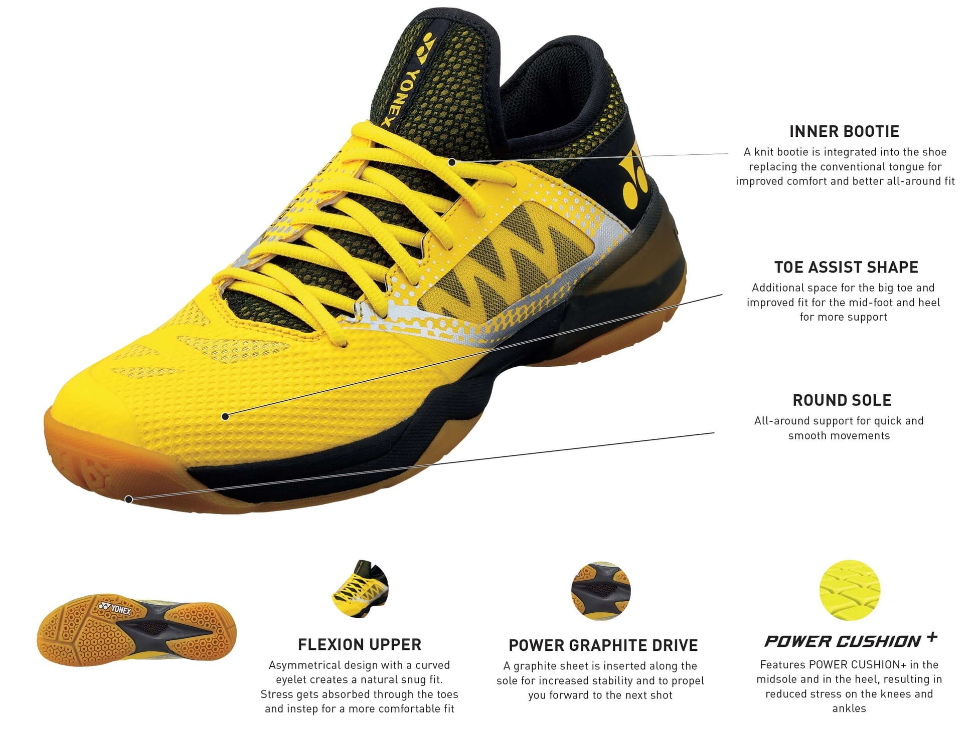 Yonex Power Cushion Comfort Z2 Men's Shoe (Yellow/ Black)
