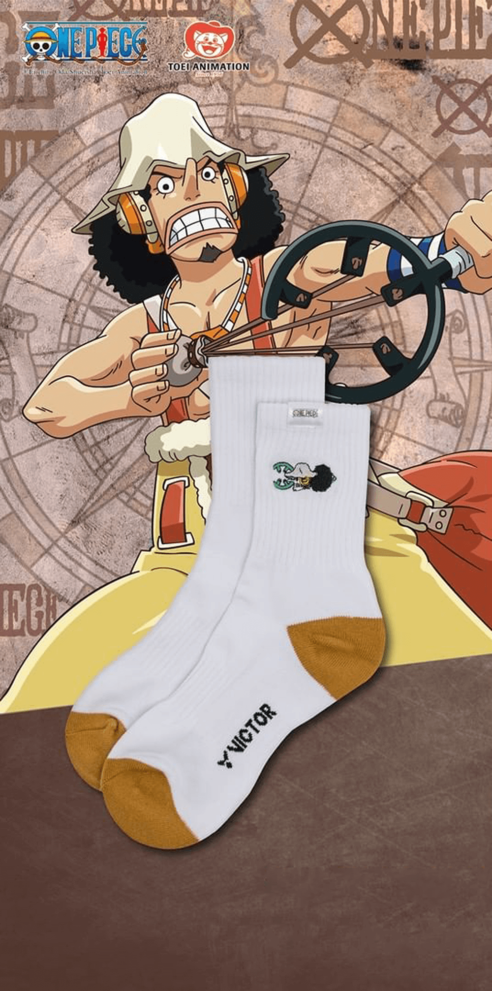 Victor x One Piece Sports Socks Usopp SP-OP V (White)